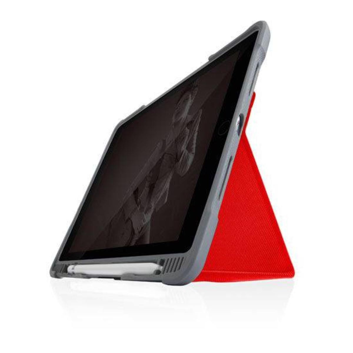 Protection iPad 10.2 STM Dux Plus Duo rouge pour les cours et le bureau