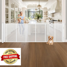 120" Extra Wide Retractable Baby Gate, 33" Tall, Upgraded for Large Openings