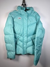 Nike Kids Girls Full Zip Duck Down Puffer Jacket Quilted Teal Blue Sz 4-6 18x24