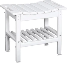 HDPE Poly Lumber Shower Stool with Storage- White  20 × 13 × 17.7"