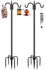 Double Shepherds Hook for Outdoor, 2 Pack 92 Inch Heavy Duty Bird Feeder Pole...