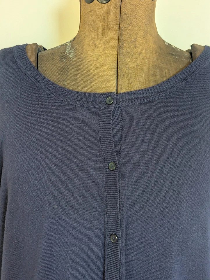 Cárdigan con botones Sejour para mujer talla 3X azul marino neutro Normcore carrera diaria Foto 3 de 4