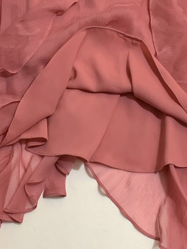 CeCe New Womens $139 Chiffon 2Pc Belted Shift Ruffle Midi Dress 4 Small Pink NWT - Picture 13 of 23