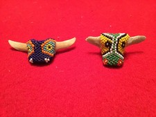 2 PCs Steer  backbone beaded neckerchief slides 