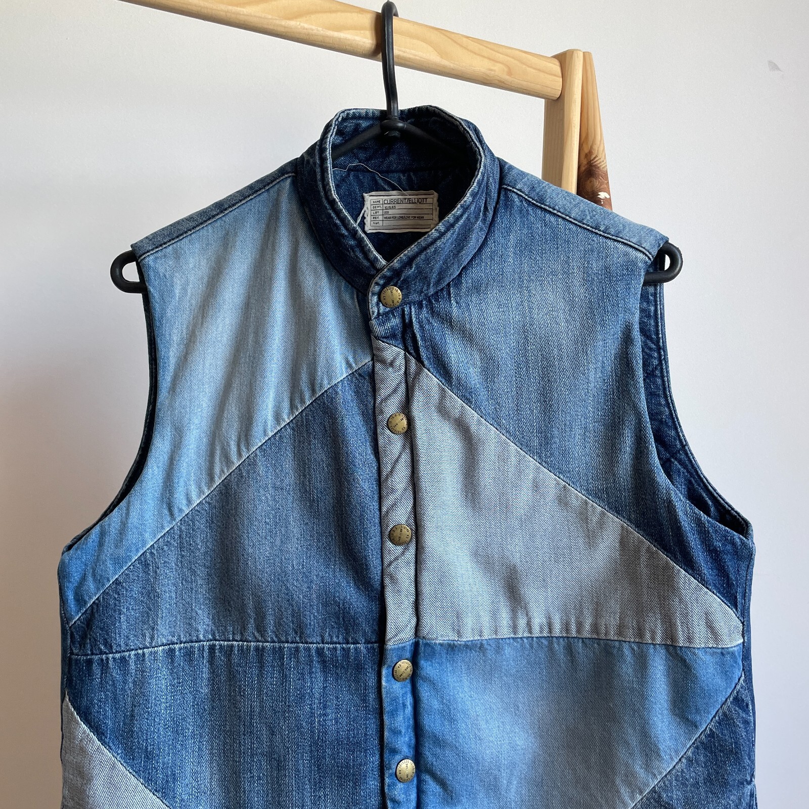 Current/Elliott Womens Patchwork Padded Denim Ves… - image 4