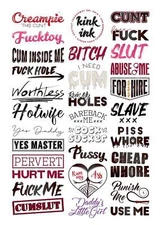 32 Temporary Tattoos A4 Sheet for Kinky Sexy Naughty Adult BDSM