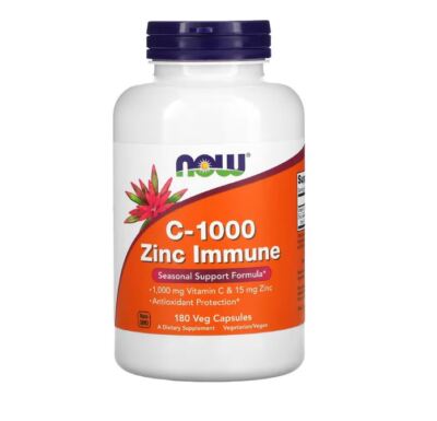 Now Foods C-1000 Zinc Immune, 180 Vegetable Capsules