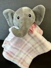 Plush Lovey LILA JACK Elephant Pink White Pink Plaid Baby Security Blanket
