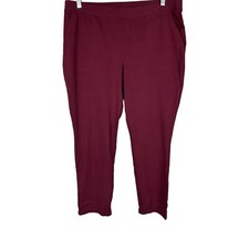 Denim  Co. Active Petite Duo Stretch Slim Straight Pants Deep Burgundy PL Size