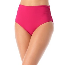  64 NWT ANNE COLE M Bottoms High-Waist Bikini Pink Ruched Sides Convertible