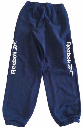 REEBOK Blue Printed Logo Cuffed Jersey Track Pants Bottoms U.K. Small - Picture 2 of 3