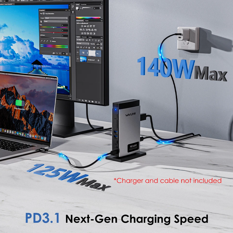 USB C Docking Station 8K Triple 4K Display 140W PD3.1 10G USB-C 2 USB 3.0 RJ45 - image 3 of 4