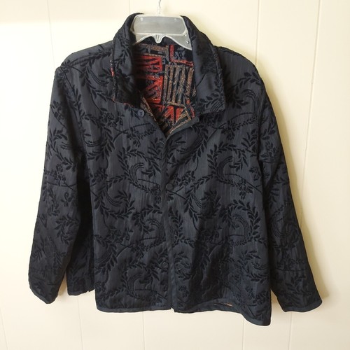 Coldwater Creek Wendejacke Mantel Patchwork Jacquard Damen Gr. XL Metallic - Bild 4 von 9