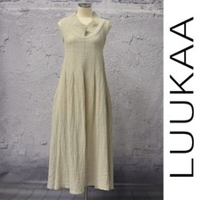 LUUKAA Linen 8Y0531 Lagenlook PINTUCK BODICE DRESS Tank (sizes 6-20) 2018 BEIGE