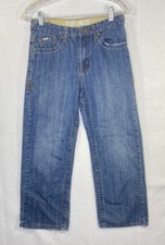 Ecko Unltd Blue Faded Denim Jeans Youth Size 12 Retro 90s Hip-Hop Wide Leg Logo