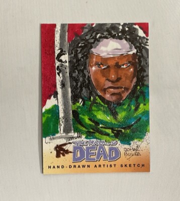 MICHONNE The Walking Dead Set 2 hand drawn sketch card 1/1 Cryptozoic 2013