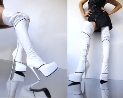 Bottes Cuir Végan Overknee à Plateforme - Talon Aiguille 11cm - Taille 37 - Neuf