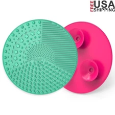 Silicone Makeup Brush Cleaning Mats Dual Pack Portable Suction Cup Cleaner Pads