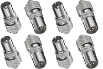 S/CONN Antennenstecker Set 4 x Antennen Stecker 4 x Kupplung IEC TV DVB Koaxial Kabel