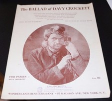 Davy Crockett Vtg Sheet Music Disney 1954 1950s Ballad BKK- 