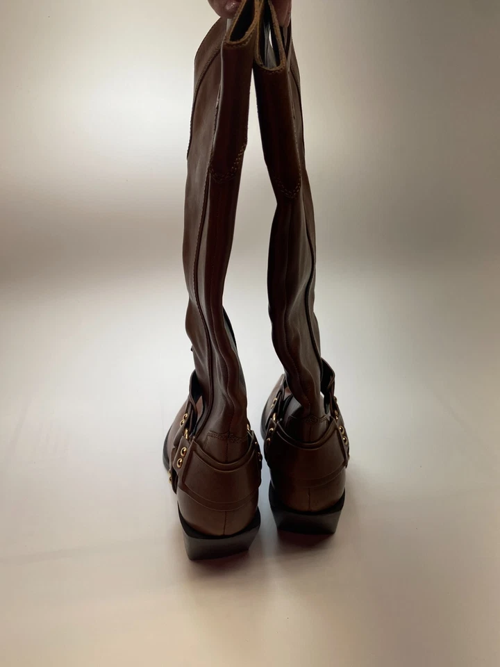 Botas Marc Fisher LTD para mujer de rally de cuero con correa y ojal marrón occidental talla 7 Foto 4 de 4