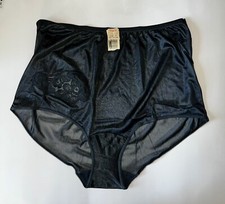 NOS Vintage VANITY FAIR Granny Panty Panties Hi-Waist SHEER Nylon lace Black 9