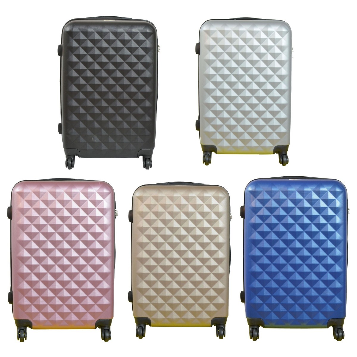 MALETA MEDIANA DE 4 RUEDAS ROMBO MALETAS RIGIDAS MATERIAL ABS VARIOS COLORES