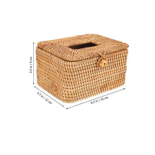Caja de pañuelos de ratán organizadora escritorio almacenamiento hogar adorno soporte - Imagen 5 de 12