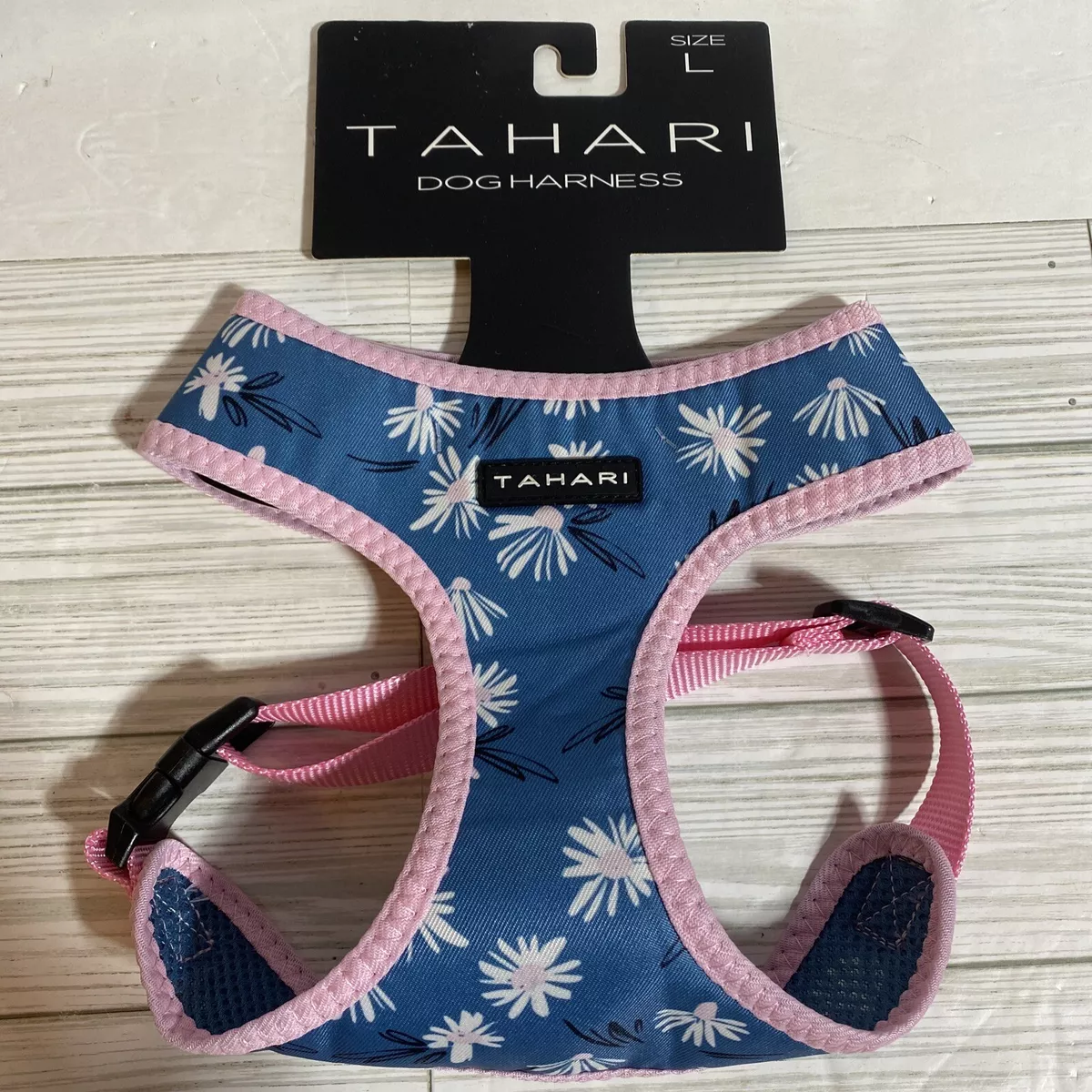 NWT Tahari dog harness Pink Floral Size Large soft mesh adjustable