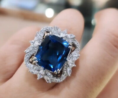 935 Silver With Simulated Cushion With Multi Cut Sapphire