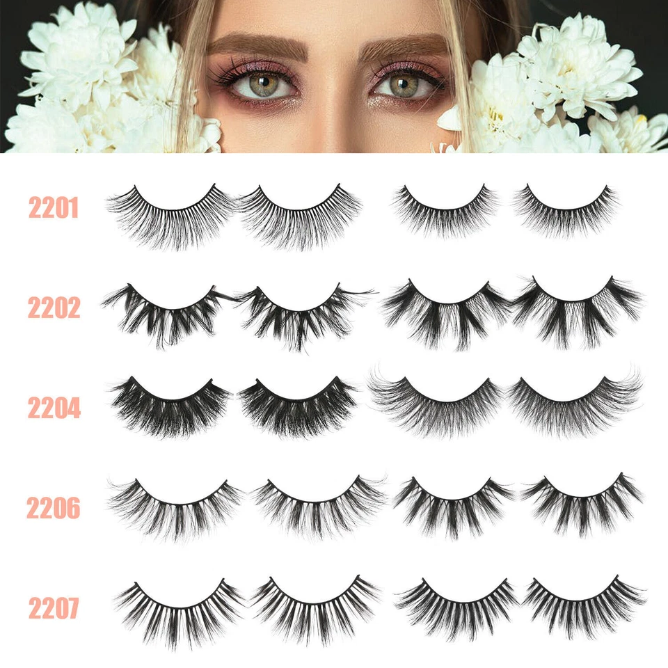 10/20 Pairs 3D False Eyelashes Mink Natural Extension Black Soft Lashes Makeup - Image 2 of 4