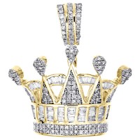 JFL Diamonds Herren 10K Gelbgold Krone Charm AnhäNger 0,87 Ct Diamant