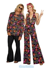 U-A3-2 Men's Women's 1960s 1970s Hippie Groovy Go Go Disco 60s 70s Retro Costume