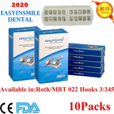 Easyismile 10kits Dental Orthodontic Brackets MIM Mini Brace MBT/Roth 022 Hooks