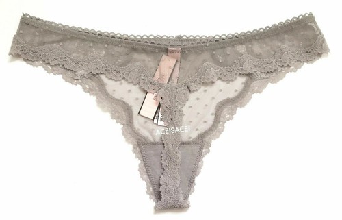 NWT*VICTORIA'S SECRET POLKA DOT MESH**LACE-TRIM THONG PANTY*Various Sizes*Colors - Picture 17 of 25
