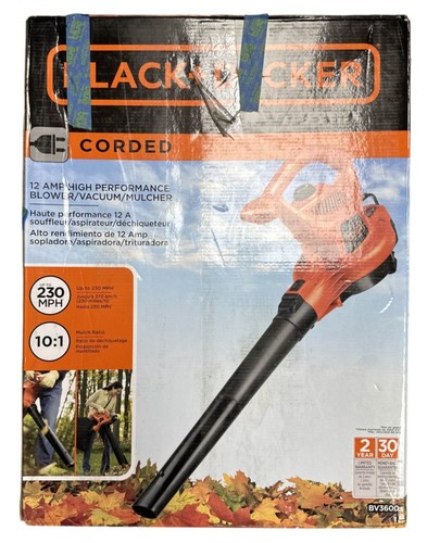 BLACK+DECKER BV3600 3-in-1 Leaf Blower, Leaf Vacuum, Mulcher -OPEN BOX ...