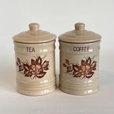 Vintage Mini Cottagecore Wild Rose Tea And Coffee Canisters Farmhouse 70’s Vibe
