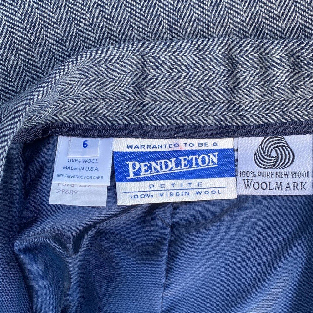 Vintage Wool Pendleton Herringbone Pencil Skirt - image 5