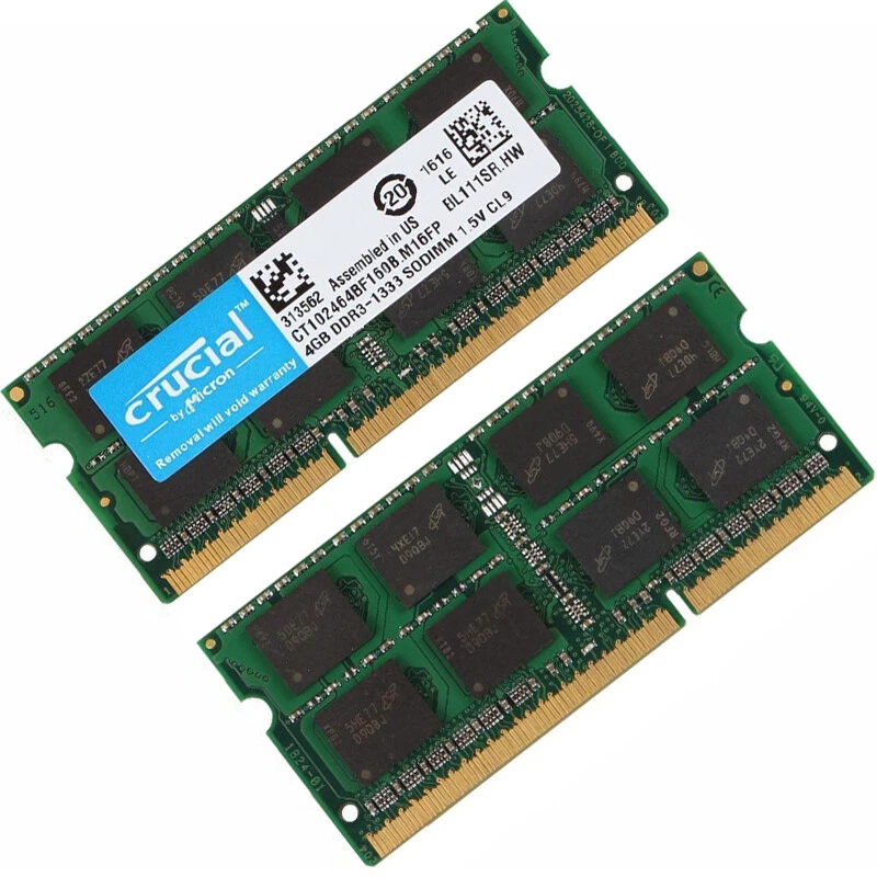 Crucial 8GB Kit 2 x 4GB DDR3 1333 MHz PC3-10600  Laptop RAM Sodimm Memory 1.5V - Image 3 of 4