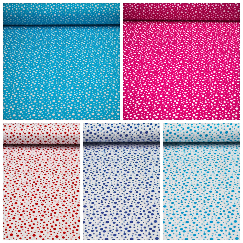 Baumwoll Stoff mit Punkten Pink-Weiß-Blau-Rot Erwachsene&Kinder Maskestoff