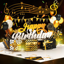 PAIRIER Geburtstagskarte Mit Musik Und Licht Pop up Karte Geburtstag 3D Happy Bi