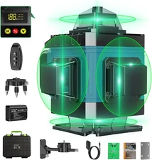 16 Line Laser Level 360 Self Leveling, 4X360°Professional 4D Green Cross Line La