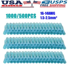 1000Pcs 16-14GA Heat Shrink Waterproof Butt Wire Splice Connector Crimp Terminal