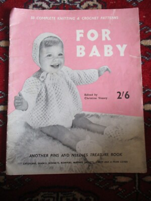 Vintage Stricken Häkeln Anleitung Heft 50 Designs für Baby Nadeln & Nadeln