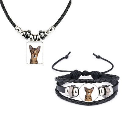 2er Set Orientalische Katze Haustier Schwarz Armband Und Schwarze Halskette Mit Geschenktüte