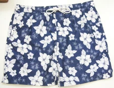Amazon Swimming Shorts Blue White Polyester Lined XXL 42" Waist 9" Inseam BB26