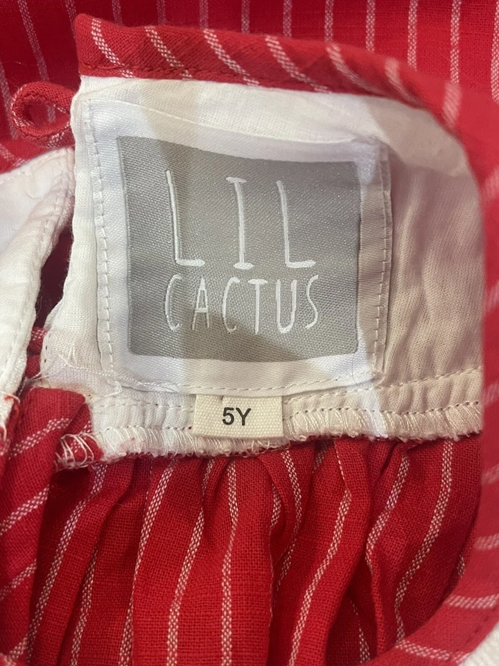 Lil Cactus Girls Size 5Y Smocked Red Dress Christmas Tree Holiday embroidered - Image 4 of 4