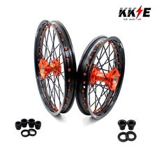 KKE 19/16 Kid's Big Spoked Wheels Rims Set Fit KTM SX 85 2003-2020 Orange Hub