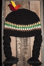 Indian Girl Crochet Hat Wig Infant Toddler Adult Thanksgiving Photo Prop