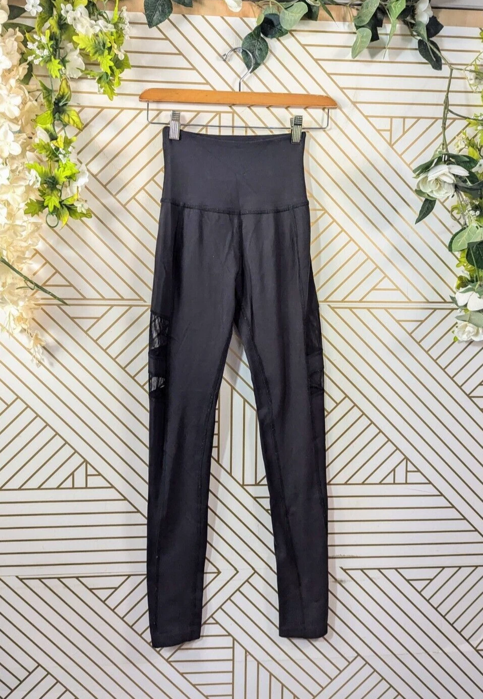 beyond-yoga high rise mesh panel side leggings